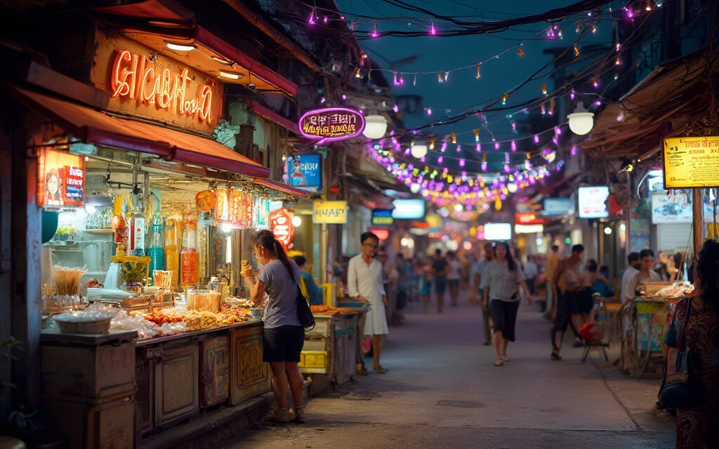 Abtauchen in Chiang Mais lebhaften Night Bazaar District